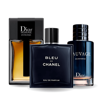 3 parfüm készlet Sauvage Dior, Bleu de Chanel, Dior Homme Intense 100ml